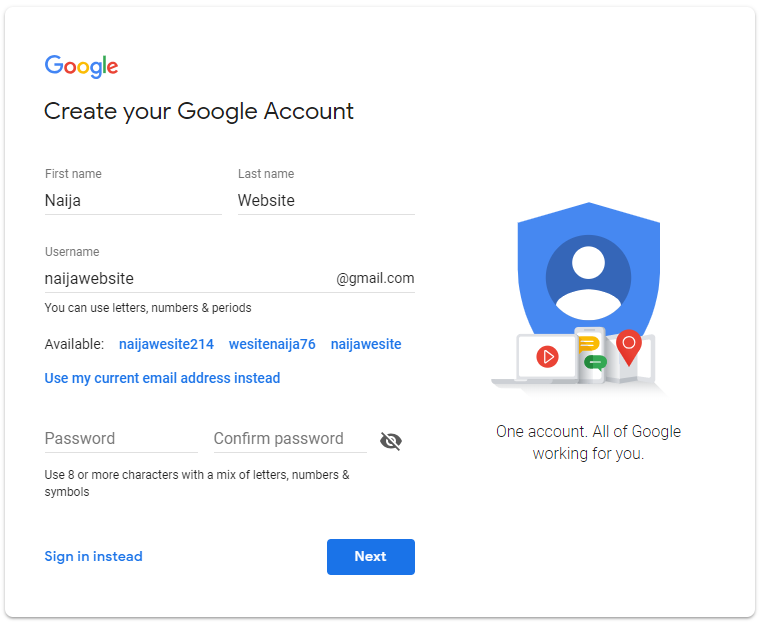 Gmail Registration 