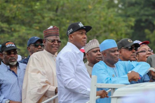 Saraki with other PDP Leaders Protest Osun Verdict at INEC