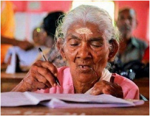 96 year-old Indian woman who broke literacy exam record