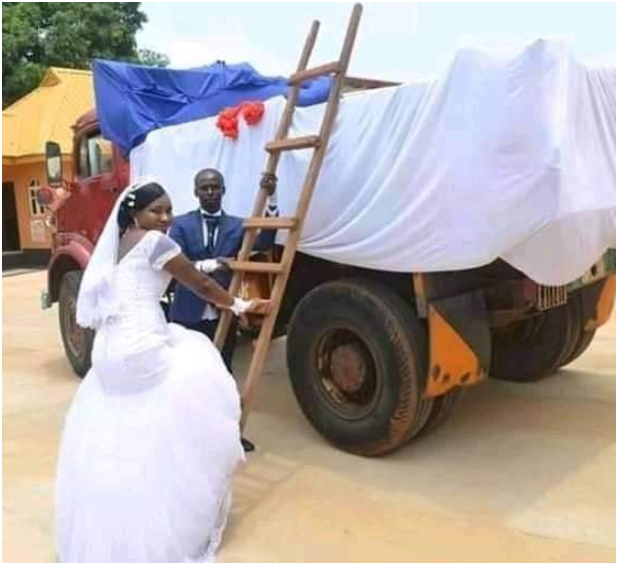 Couple go viral after they got married with a tipper in Akwa Ibom