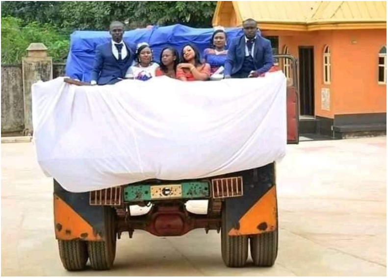 Couple go viral after they got married with a tipper in Akwa Ibom