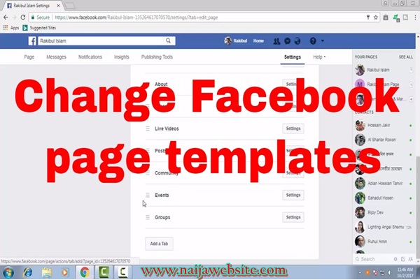 Change Facebook Page Template